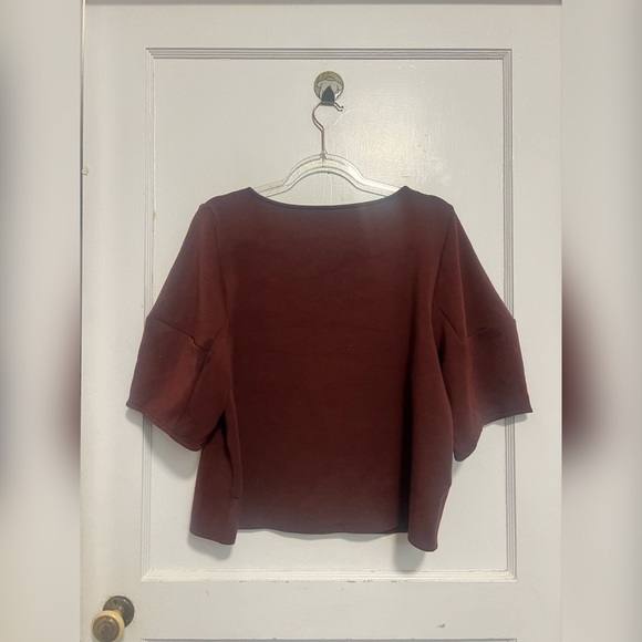 Spanx AirEssentials Puff Sleeve Desk to Dinner Top Spice Soft Terracotta Blouse - Picture 3 of 3